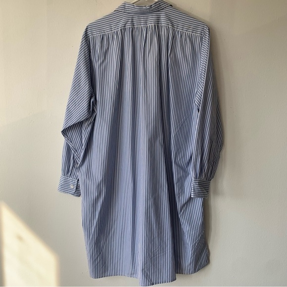 Doen Jora Cotton Poplin Oversized Button Shirt Mini Dress Blue Montauk Stripe - Picture 9 of 13